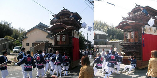 2013.04.11_sanpo_1 坂井地区の山車。大変活気がありました。