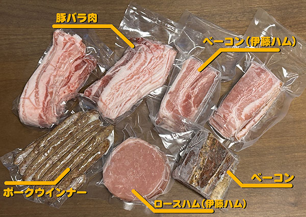 パックされた肉の比較写真